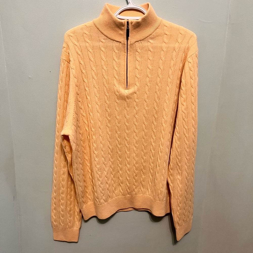 Fairway & Greene - Men’s Medium - 100% Italian Cashmere Zip Up Sweater -Yellow